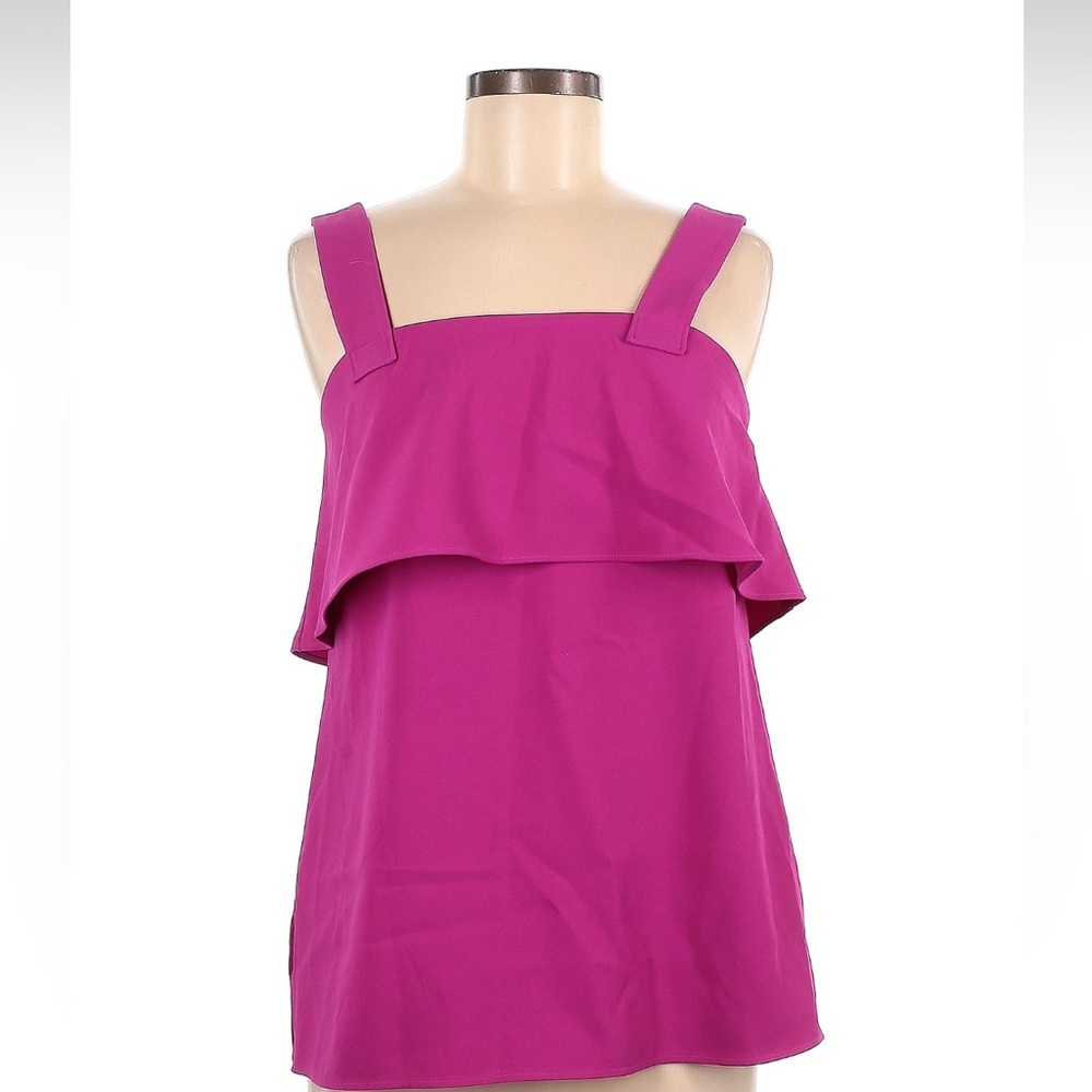 Ann Taylor Pink Tank Top with Ruffled Design